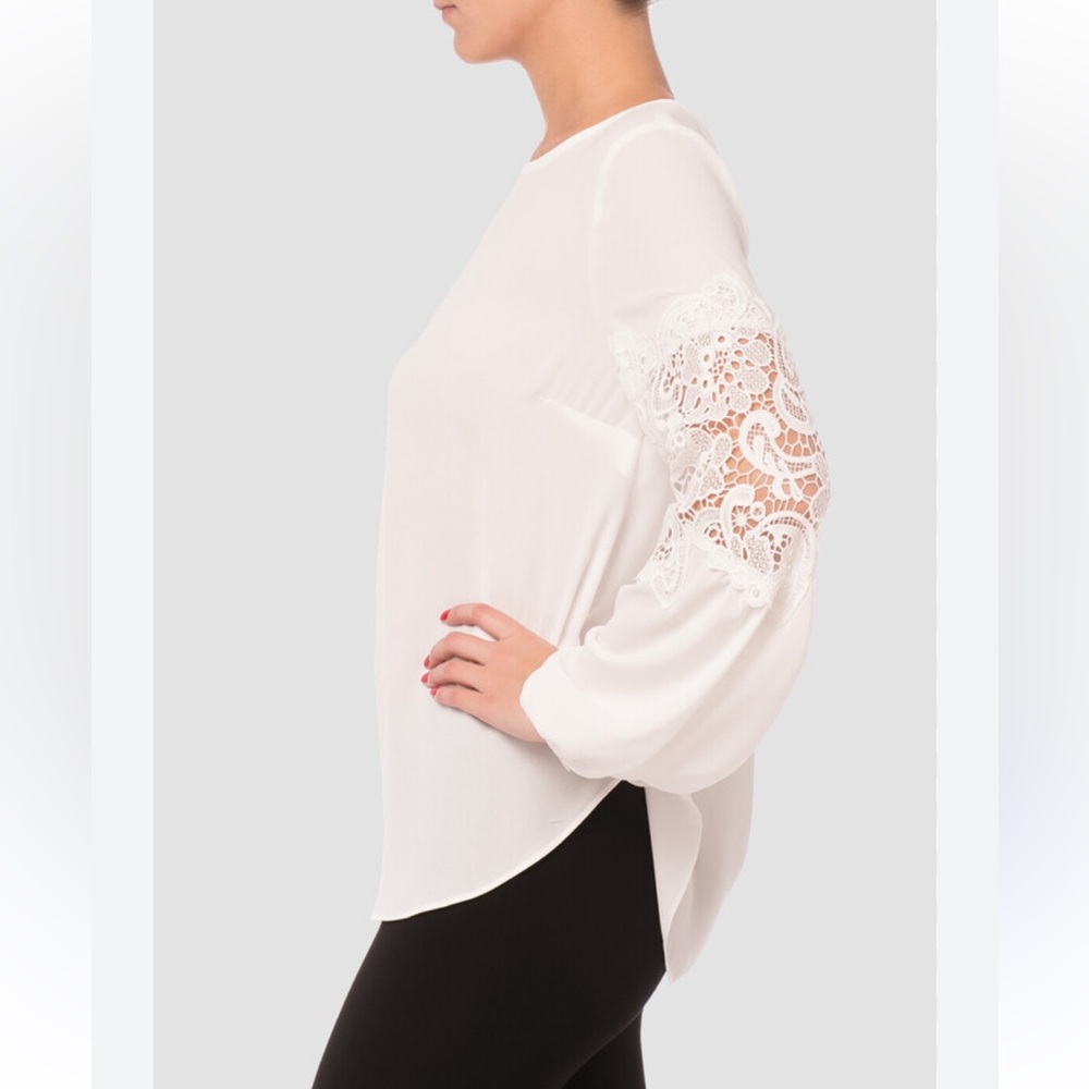 Ann Taylor White Relaxed Embellished Blouse